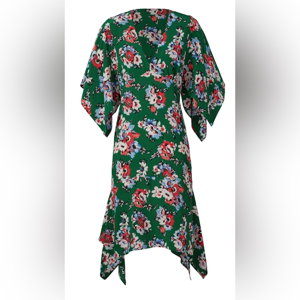 MSGM Green Floral Silk Handkerchief Dress WORN ONCE $875